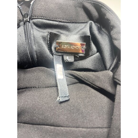 Alexa Admor Dress Evening Formal Black Ties at Neck Ruffled Sleeves Size LARGE - Picture 8 of 11